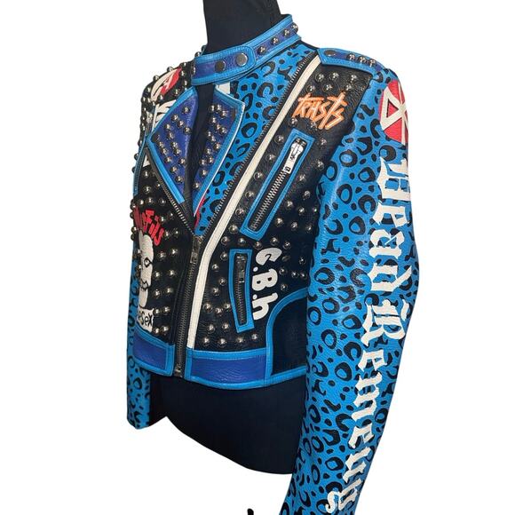 AZALEA WANG Medium STUDDED LEATHER JACKET PUNK MISFITS CASUALTIES EXPLOITED - Picture 7 of 16